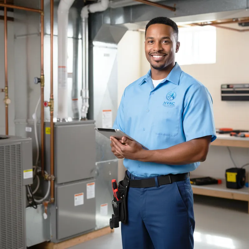 HVAC technician performing maintenance
